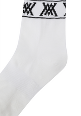 Women's Stripe Logo Middle Socks - White