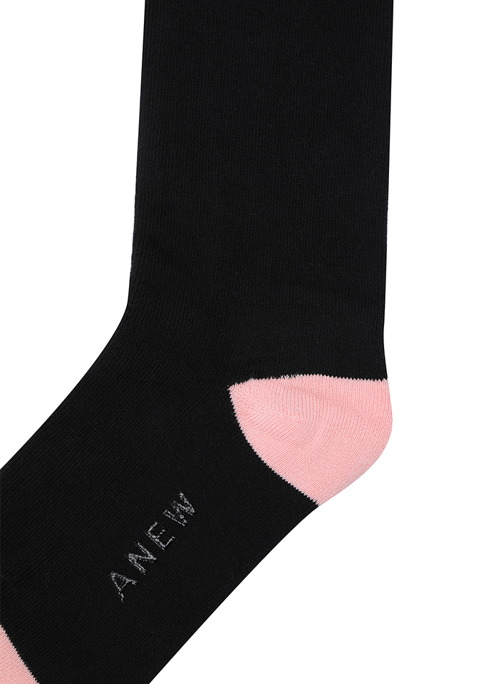 Women's Color Block Knee Socks - Black
