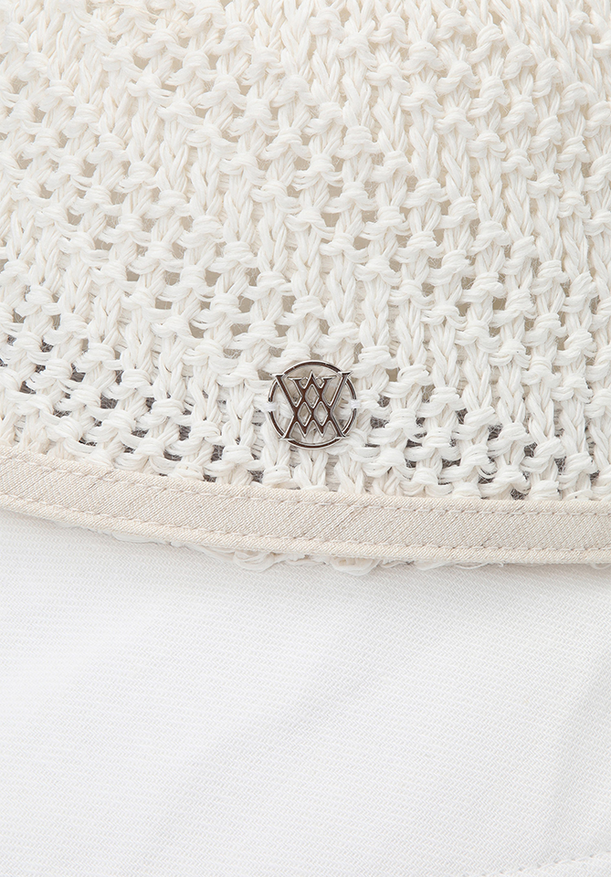 Women's Raffia Mix Bucket Hat - White