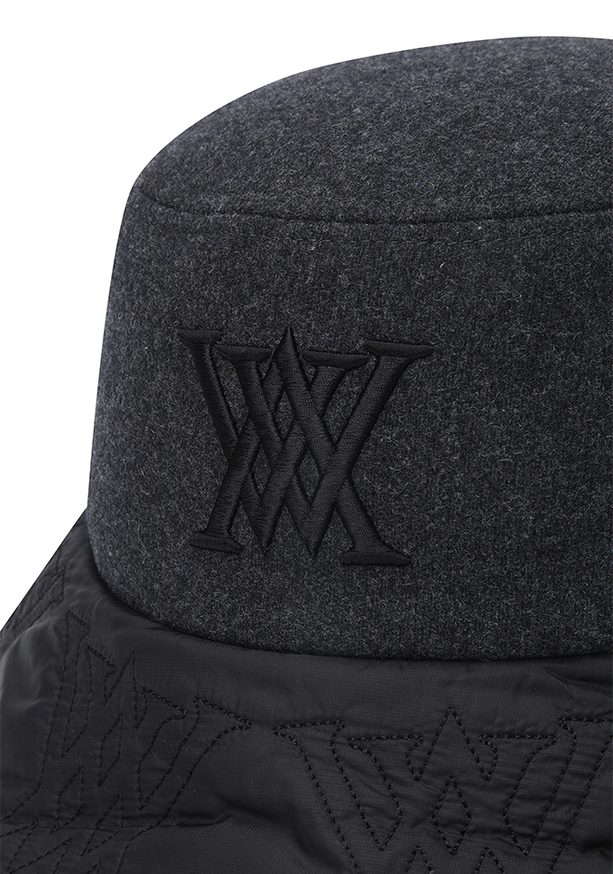 Uni Logo Stitch Padded Bucket Hat - Dark Grey