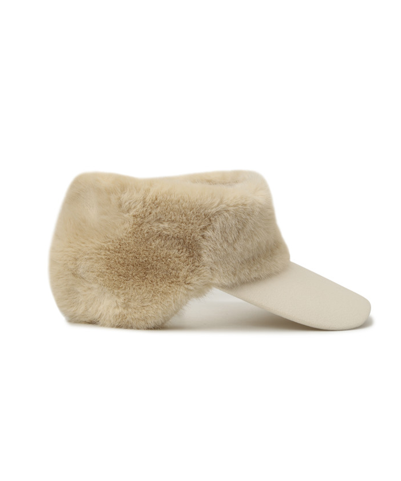 Amazing Cre Women's Fur Trimming Visor - Stone