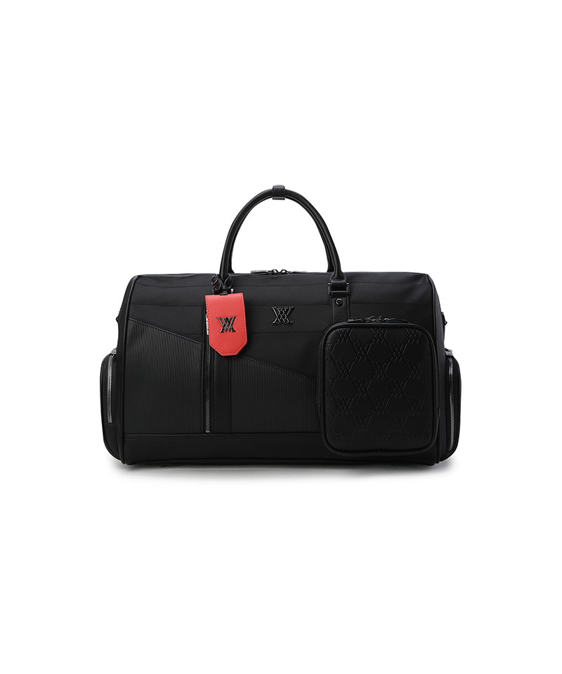 Unisex Fabric Mix Boston Bag - Black