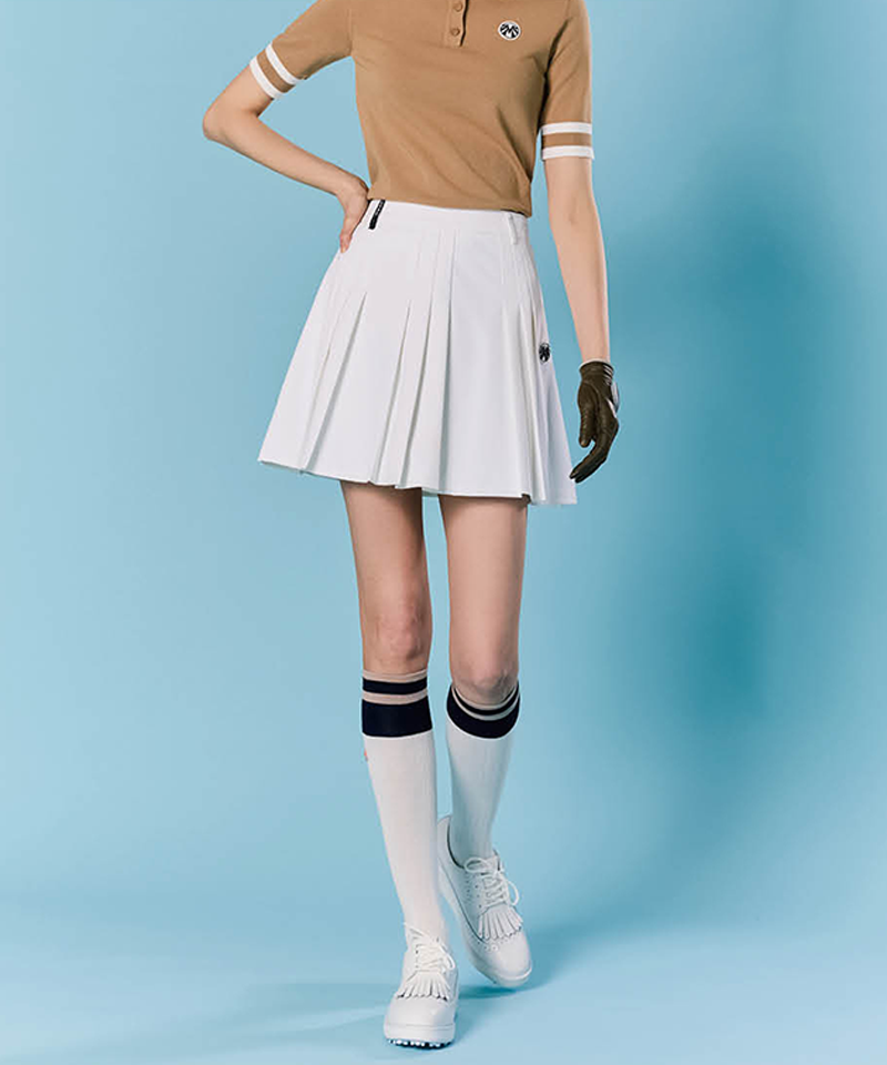 Orange Label Two-Tone Color Blocking Knee Socks - White