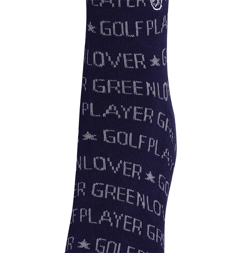 Castelbajac Men's Lettering Pattern Point Mid-calf Socks - Navy