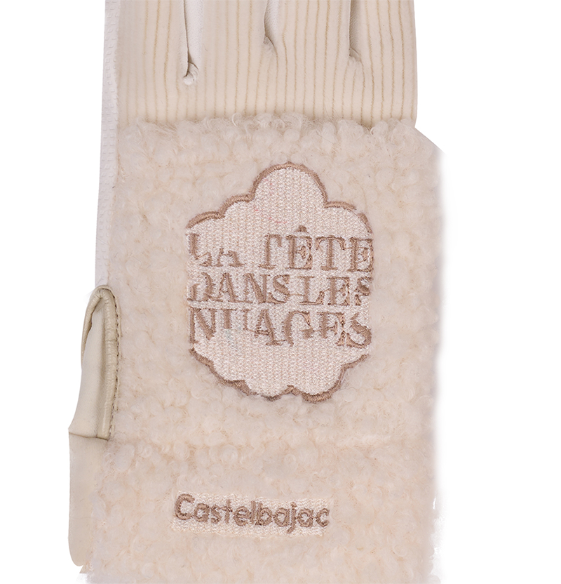 Castelbajac Women's Embroidered Fleece Gloves - Ivory