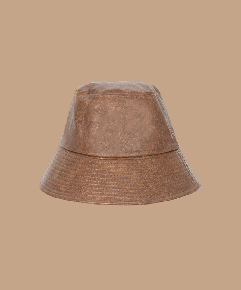 Black Label Leather Bucket Hat  - 2 Colors