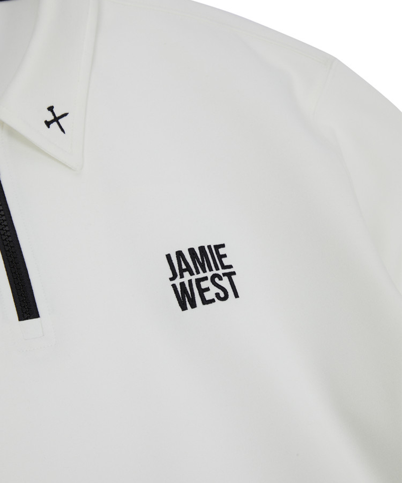 Jamie West Essential Collar Point Half Zip-up Sweatshirts -White