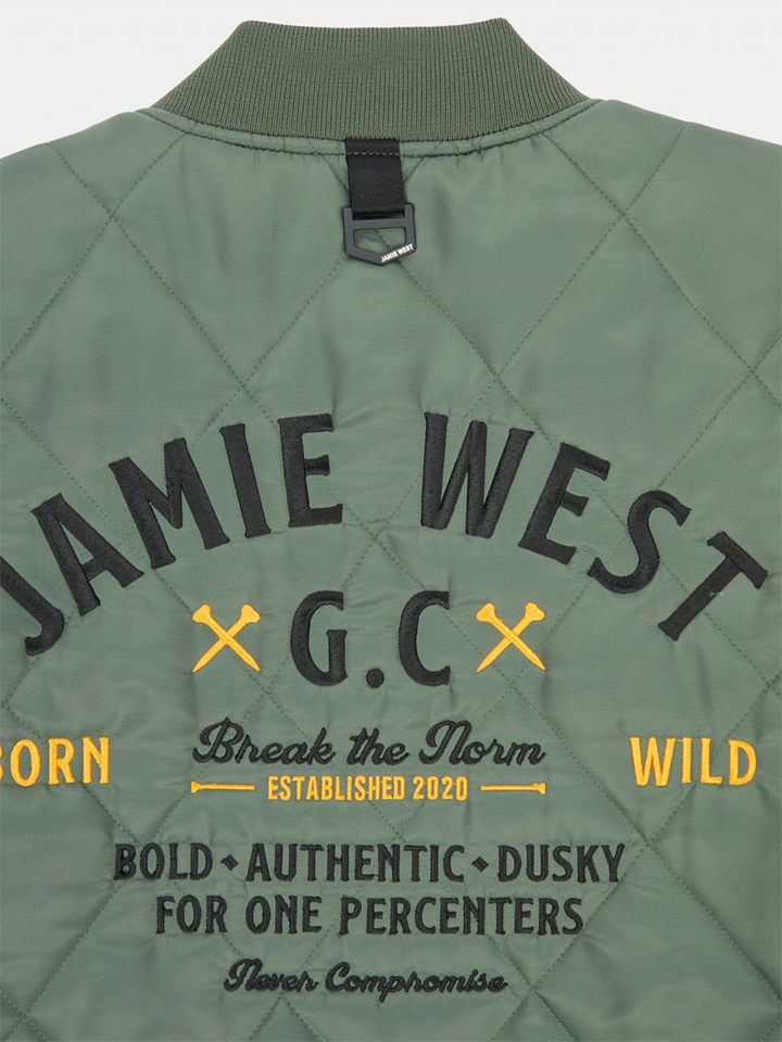Jamie West Lettering Quilted Detachable Jumper - Green