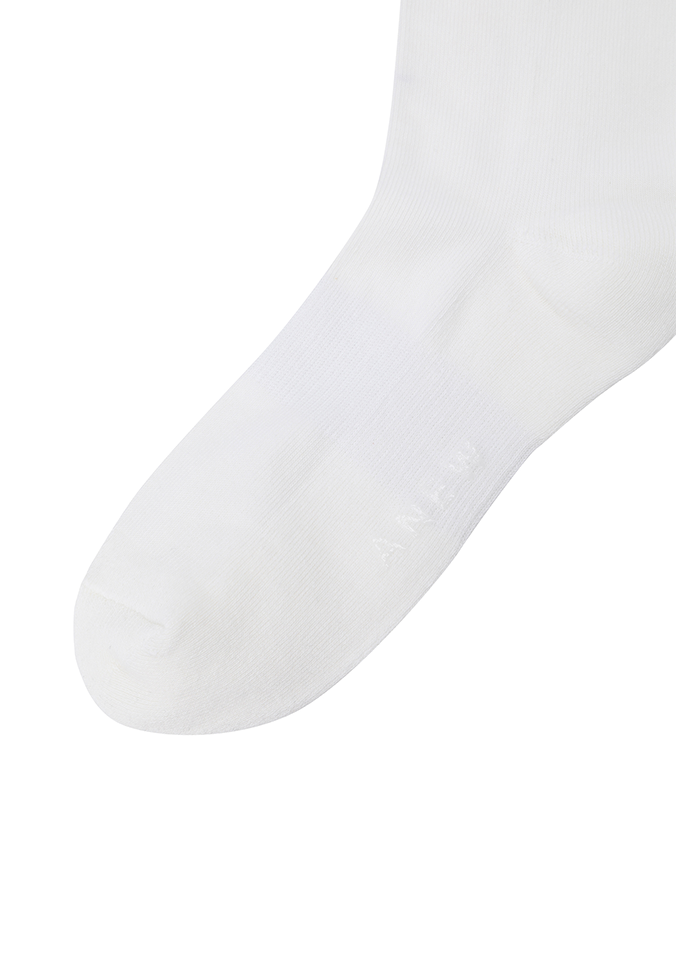 Men's Stripe Logo Middle Socks - White