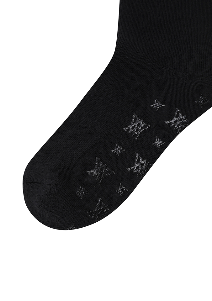 Women's Stripe Logo Middle Socks - Black