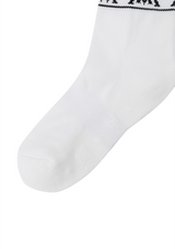 Women's Stripe Logo Middle Socks - White