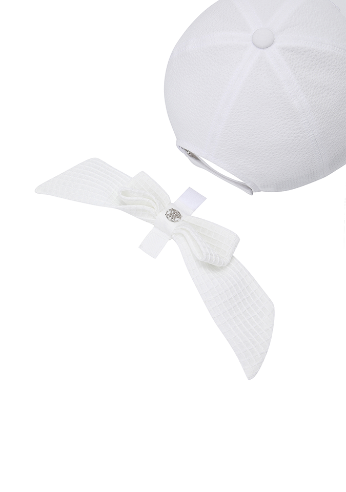 Women's Ribbon Ball Cap - White