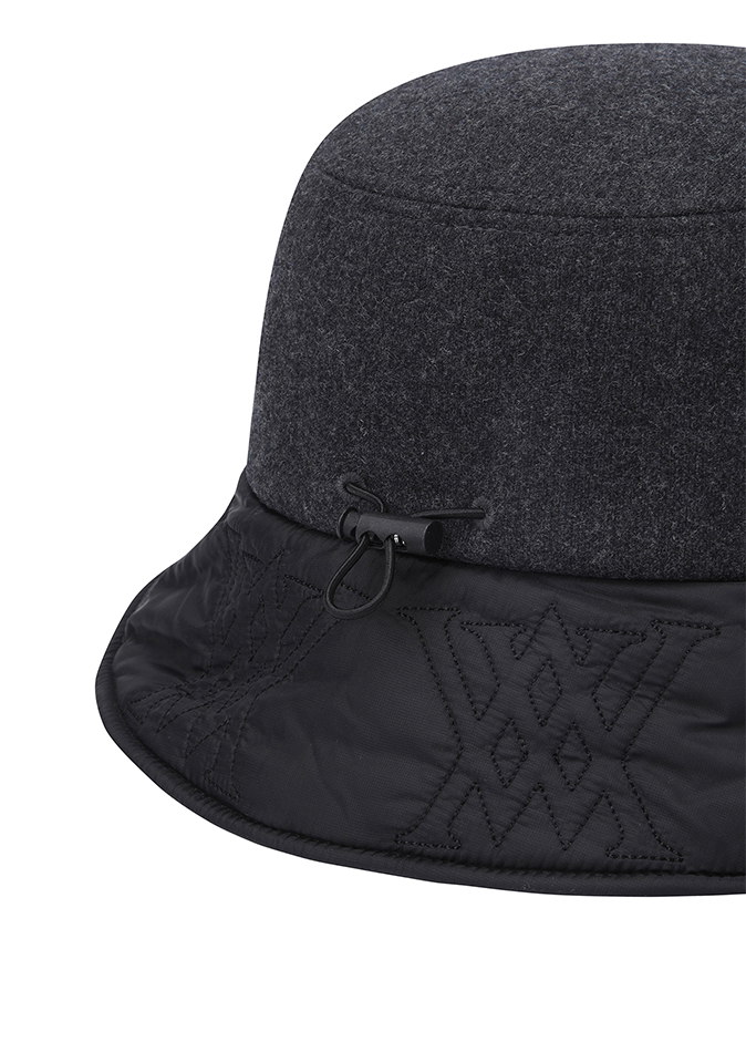Uni Logo Stitch Padded Bucket Hat - Dark Grey