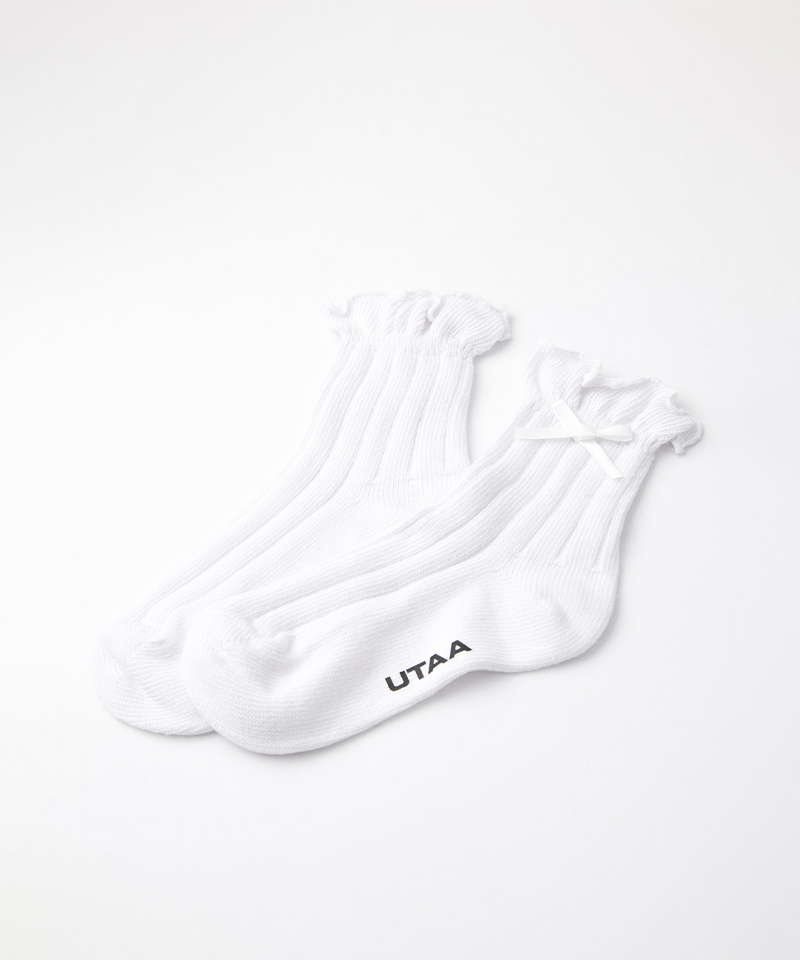 UTAA Women's Laurel Frill Ribbon Socks - White
