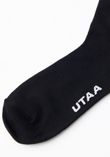 UTAA Women's Muted Shade Color Line Over Knee Socks - Black