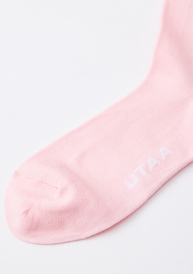 UTAA Women's Muted Shade Color Line Over Knee Socks - Light Pink