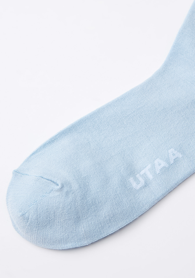 UTAA Women's Muted Shade Color Line Over Knee Socks - Sky Blue