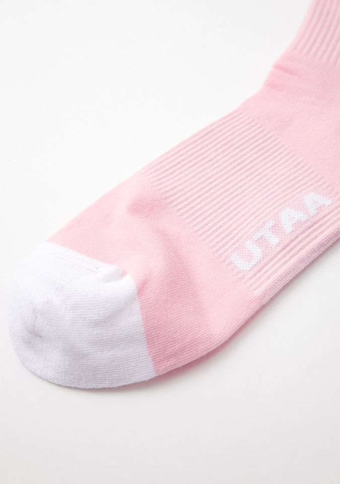 UTAA Women's Ring Panther Line Color Knee Socks - Light Pink