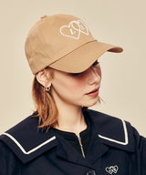 LE SONNET Two Hearts Logo Cap - White