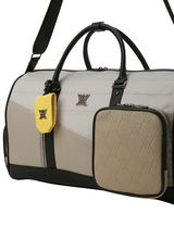 Unisex Fabric Mix Boston Bag - Beige