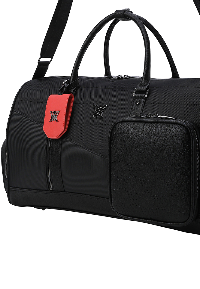 Unisex Fabric Mix Boston Bag - Black