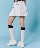 Orange Label Two-Tone Color Blocking Knee Socks - White