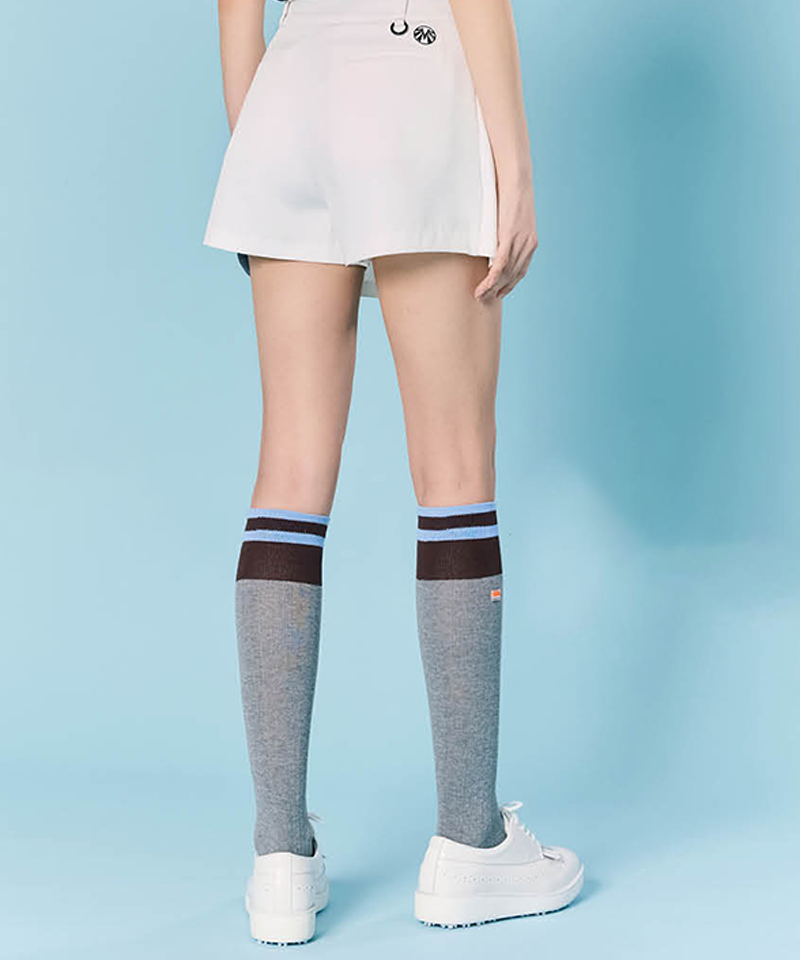Orange Label Two-Tone Color Blocking Knee Socks - Gray