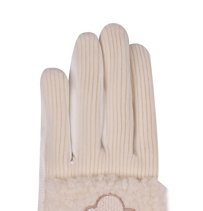 Castelbajac Women's Embroidered Fleece Gloves - Ivory