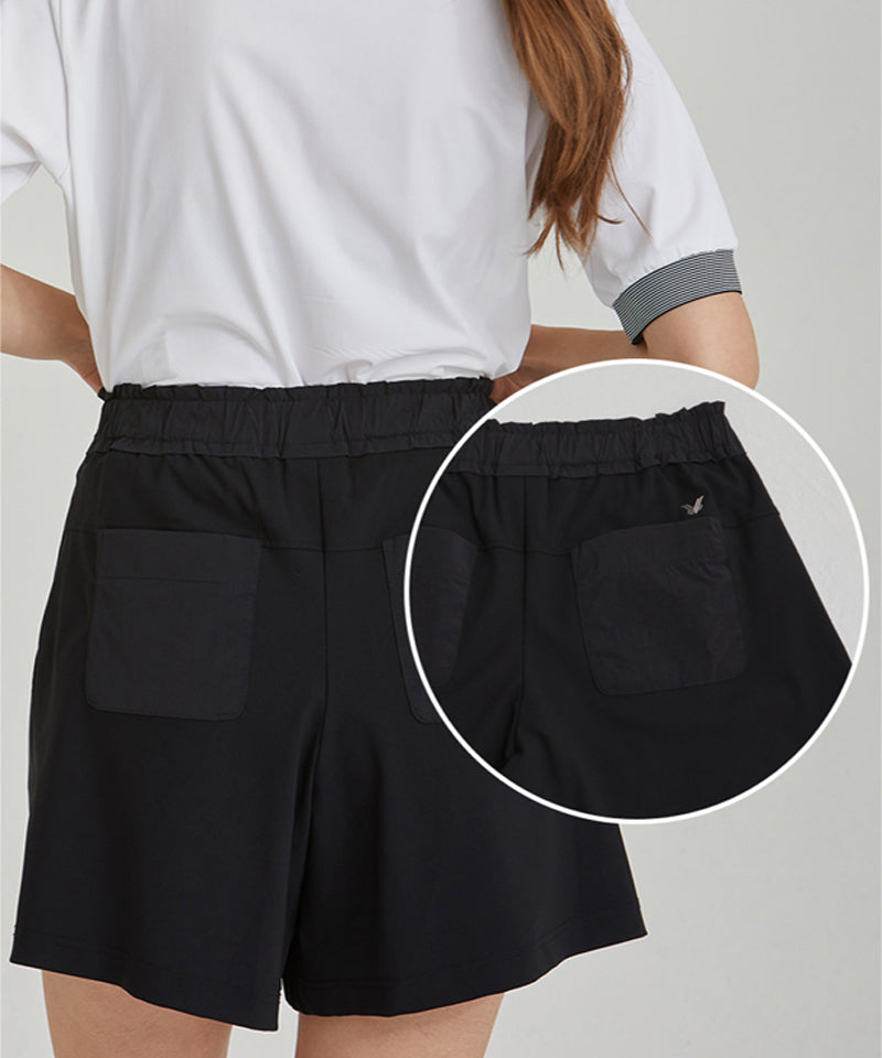 Koiz Banding Pin Tuck Short Pants - Black