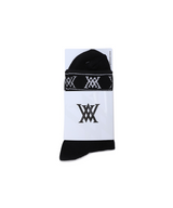 Men's Stripe Logo Middle Socks - Black