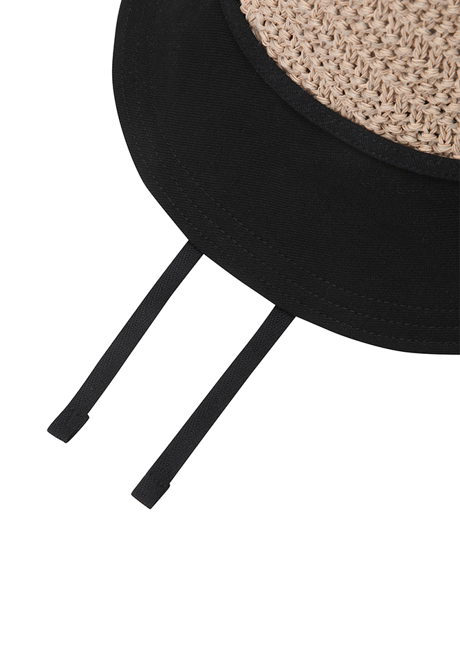 Women's Raffia Mix Bucket Hat - Black
