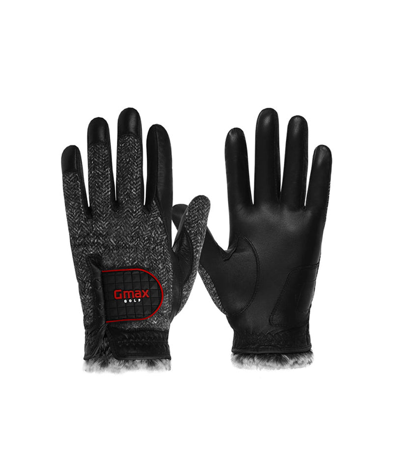 Gmax Sheep Skin Winter Golf Gloves For Men (Both Hands) - Black