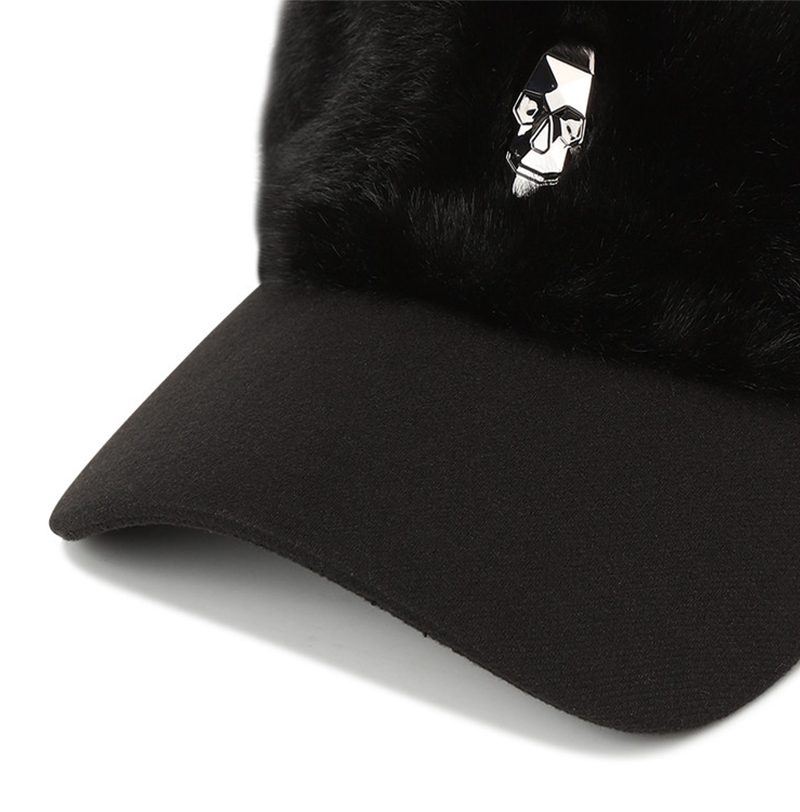 Amazing Cre Women's Fur Trimming Visor - Black