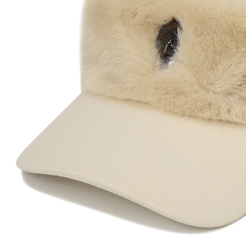 Amazing Cre Women's Fur Trimming Visor - Stone