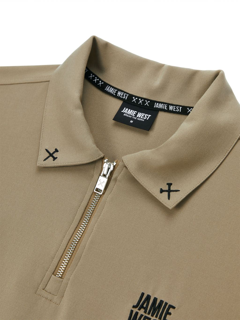 Jamie West Half Zip-up Jersey Collar Point P-Shirts - Beige
