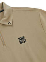 Jamie West Half Zip-up Jersey Collar Point P-Shirts - Beige