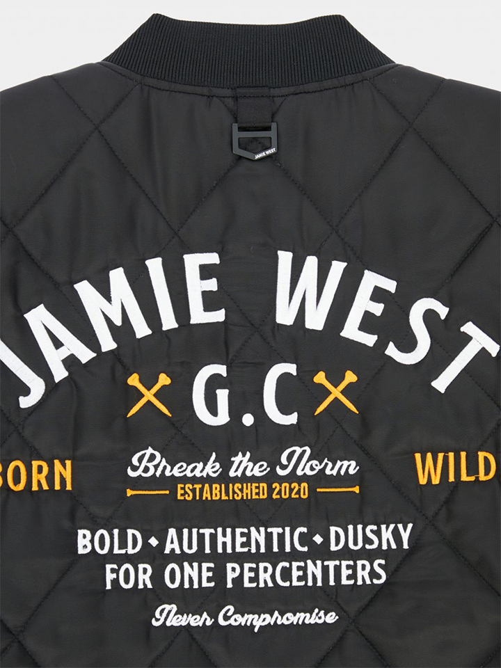 Jamie West Lettering Quilted Detachable Jumper - Black