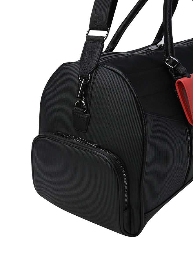 Unisex Fabric Mix Boston Bag - Black