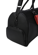 Unisex Fabric Mix Boston Bag - Black