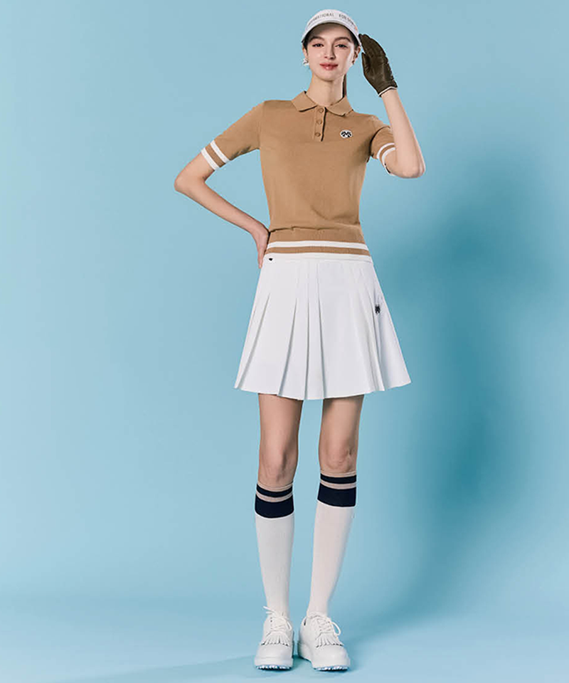 Orange Label Two-Tone Color Blocking Knee Socks - White