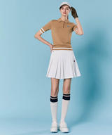 Orange Label Two-Tone Color Blocking Knee Socks - White