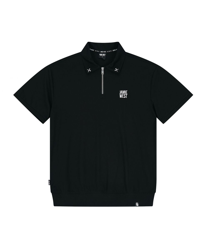 Jamie West Half Zip-up Jersey Collar Point P-Shirts - Black