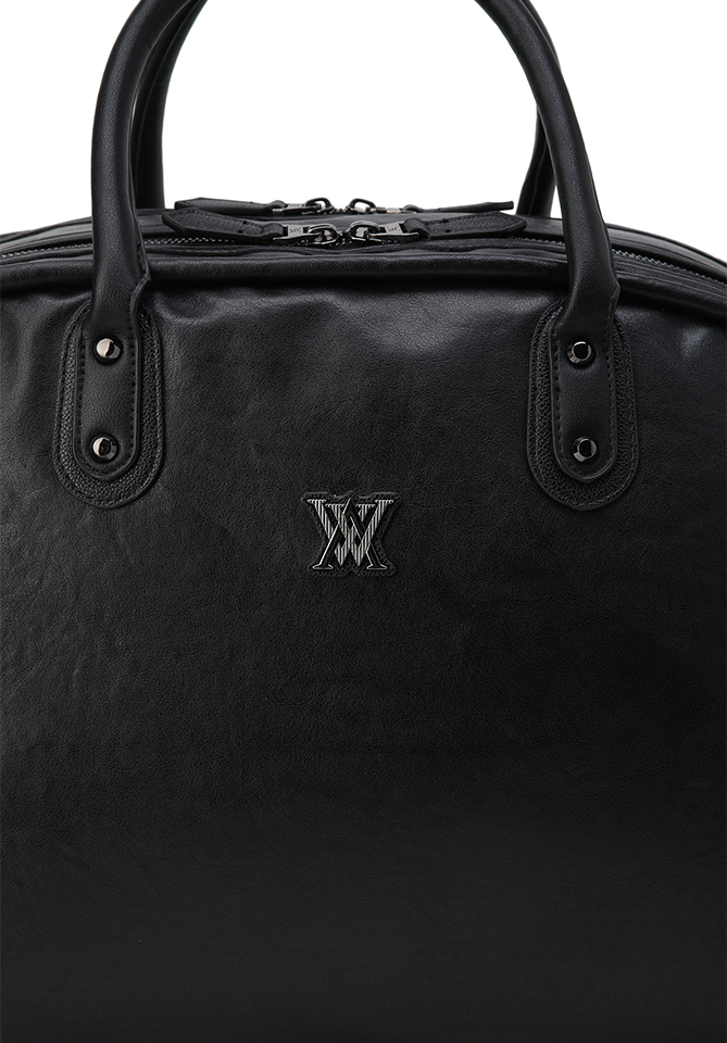 Uni Vintage Leather Boston Bag - Black
