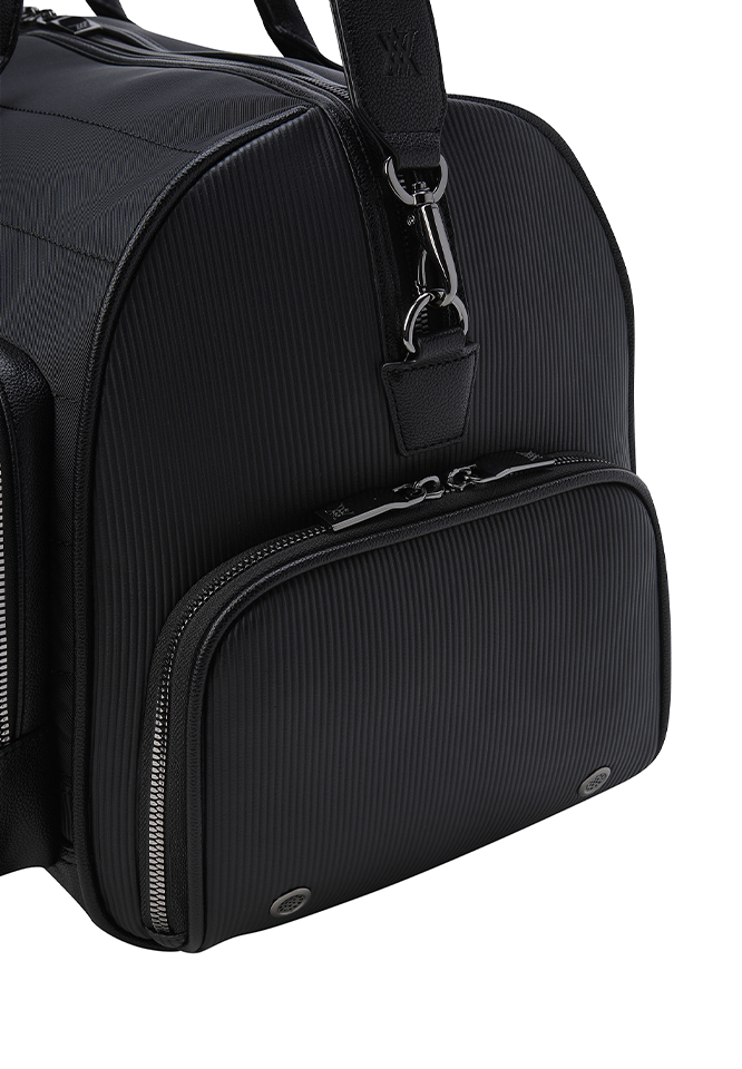 Unisex Fabric Mix Boston Bag - Black