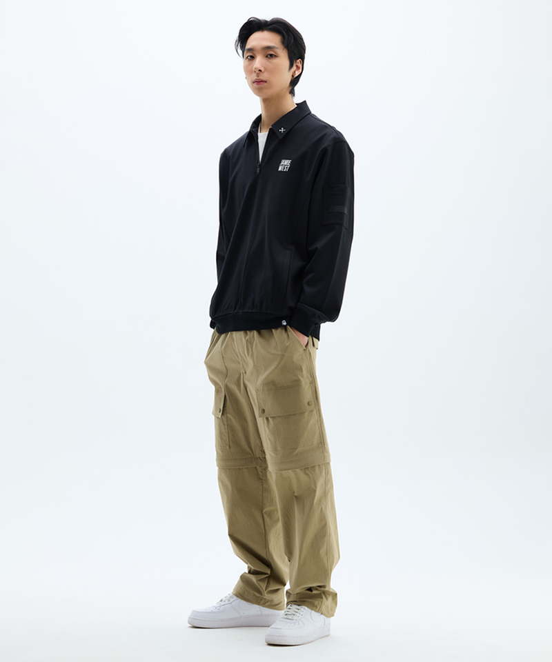 Jamie West Essential Collar Point Half Zip-up Sweatshirts -Black