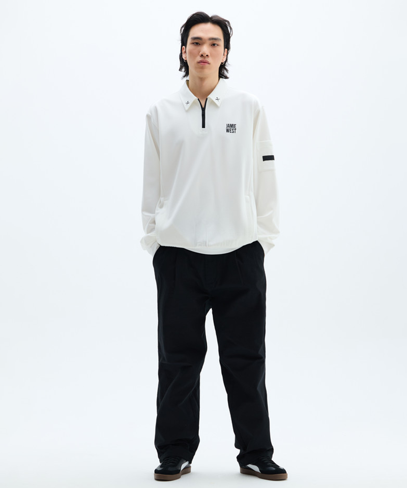 Jamie West Essential Collar Point Half Zip-up Sweatshirts -White