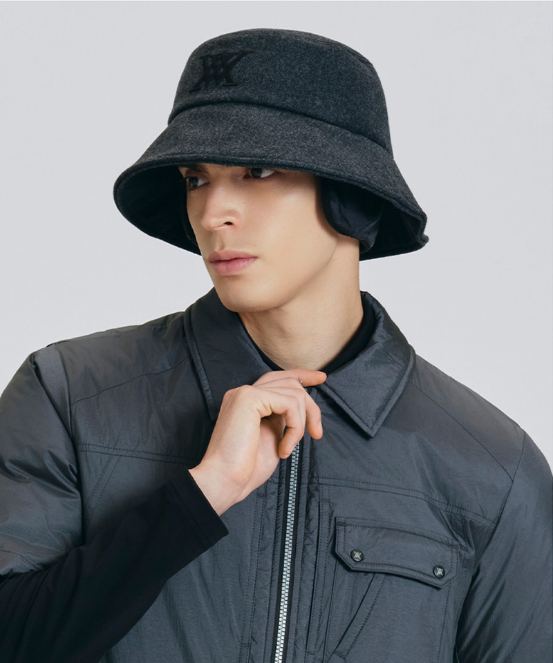 Uni Logo Stitch Padded Bucket Hat - Dark Gray