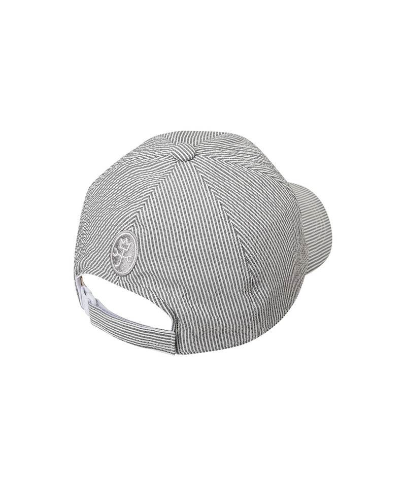Castelbajac Men's Seersucker Stripe Artwork Ball Cap - Grey
