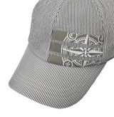 Castelbajac Men's Seersucker Stripe Artwork Ball Cap - Grey