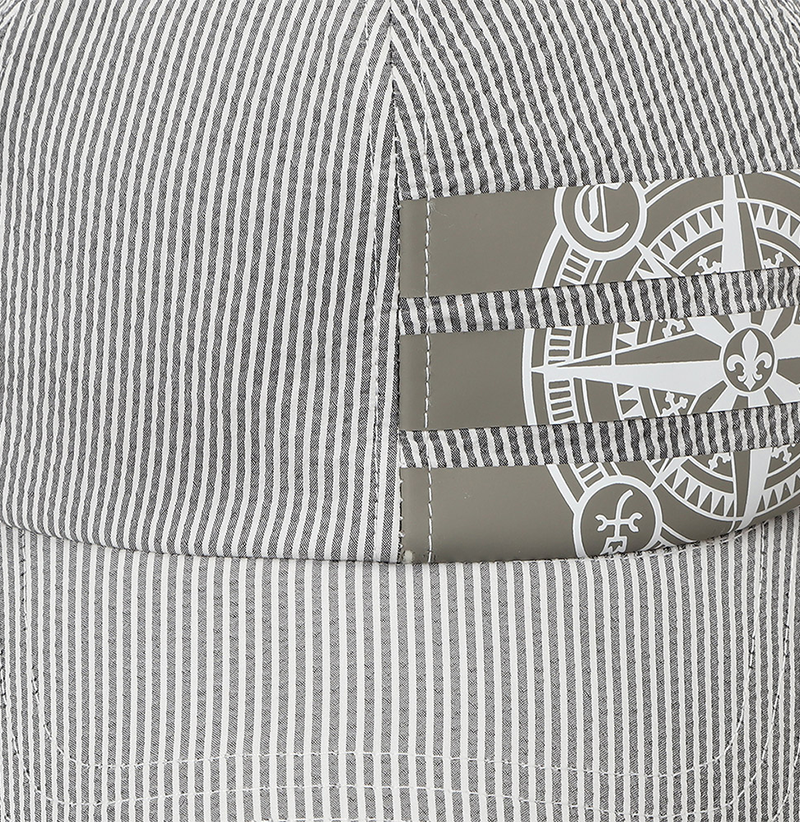 Castelbajac Men's Seersucker Stripe Artwork Ball Cap - Grey